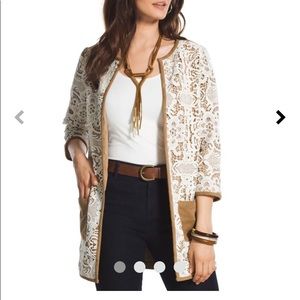 Chicos Faux-Suede Lace Duster SZ 2 NWT open front